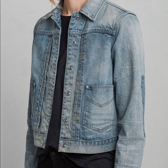 NWOT All Saints Serene Vintage Wash Patchwork Jean Jacket Size XS - Picture 1 of 13
